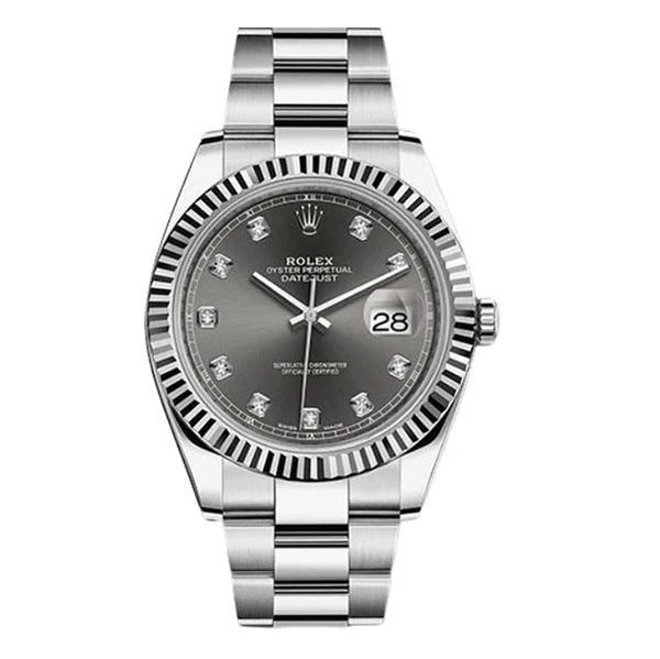 Rolex Datejust Dark Rhodium Diamond Dial Men's Luxury Watch