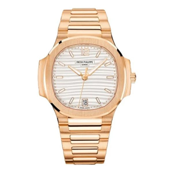 Patek Philippe Nautilus Silvery Opaline Dial Luxury Rose Gold Watch