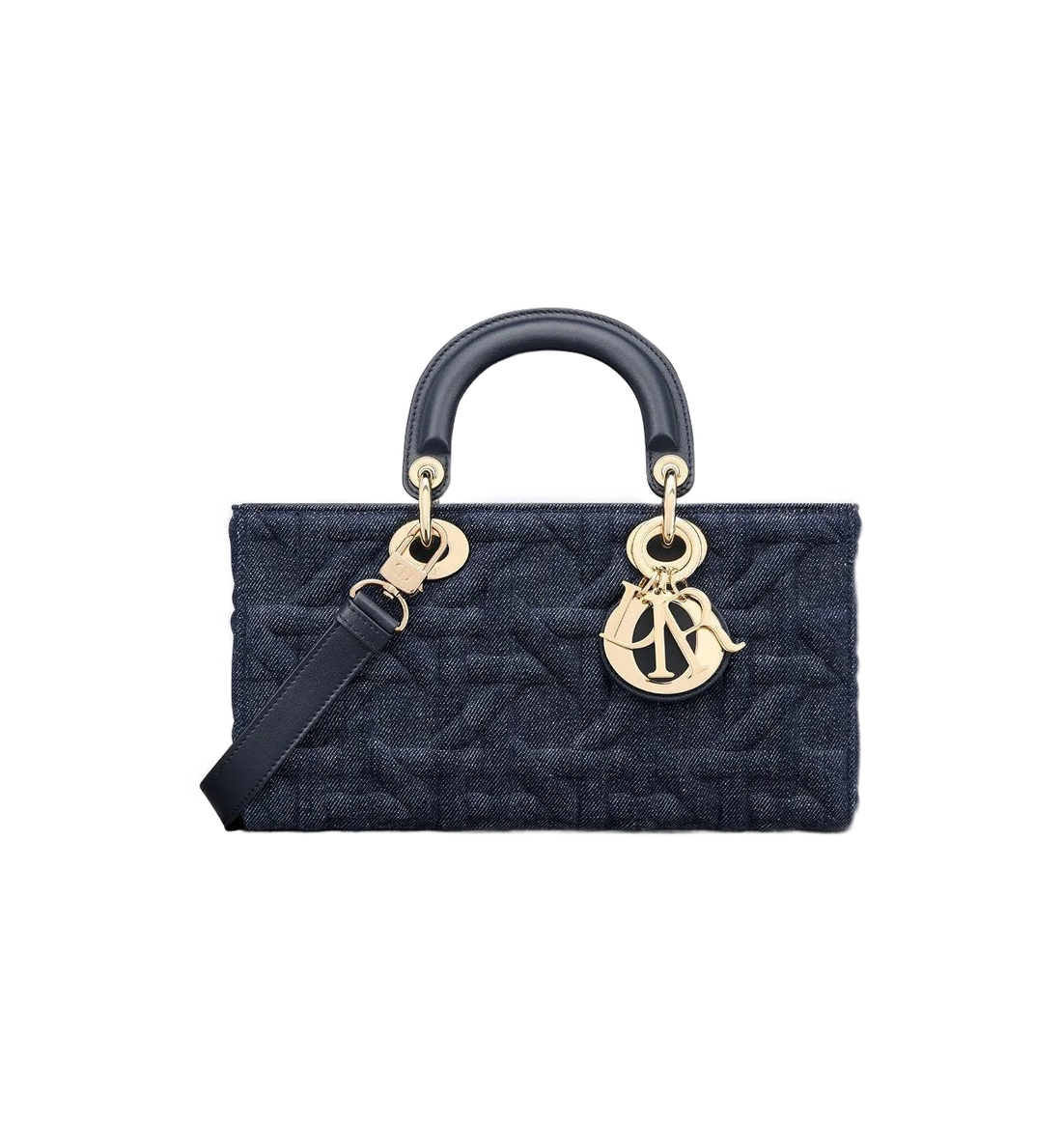 Medium Lady D-Joy Bag in Blue Graphic Cannage Denim
