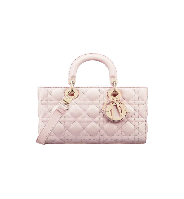 Medium Lady D-Joy Cannage Lambskin Bag Pale Pink Finish