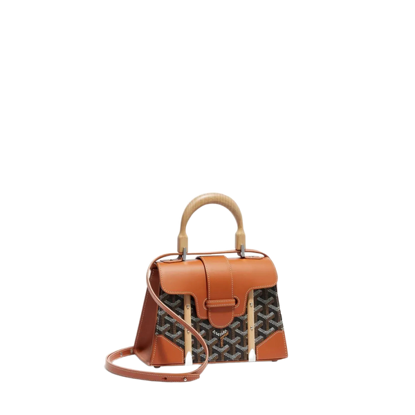 Goyard Style Saïgon Structuré Mini Bag in Black and Tan