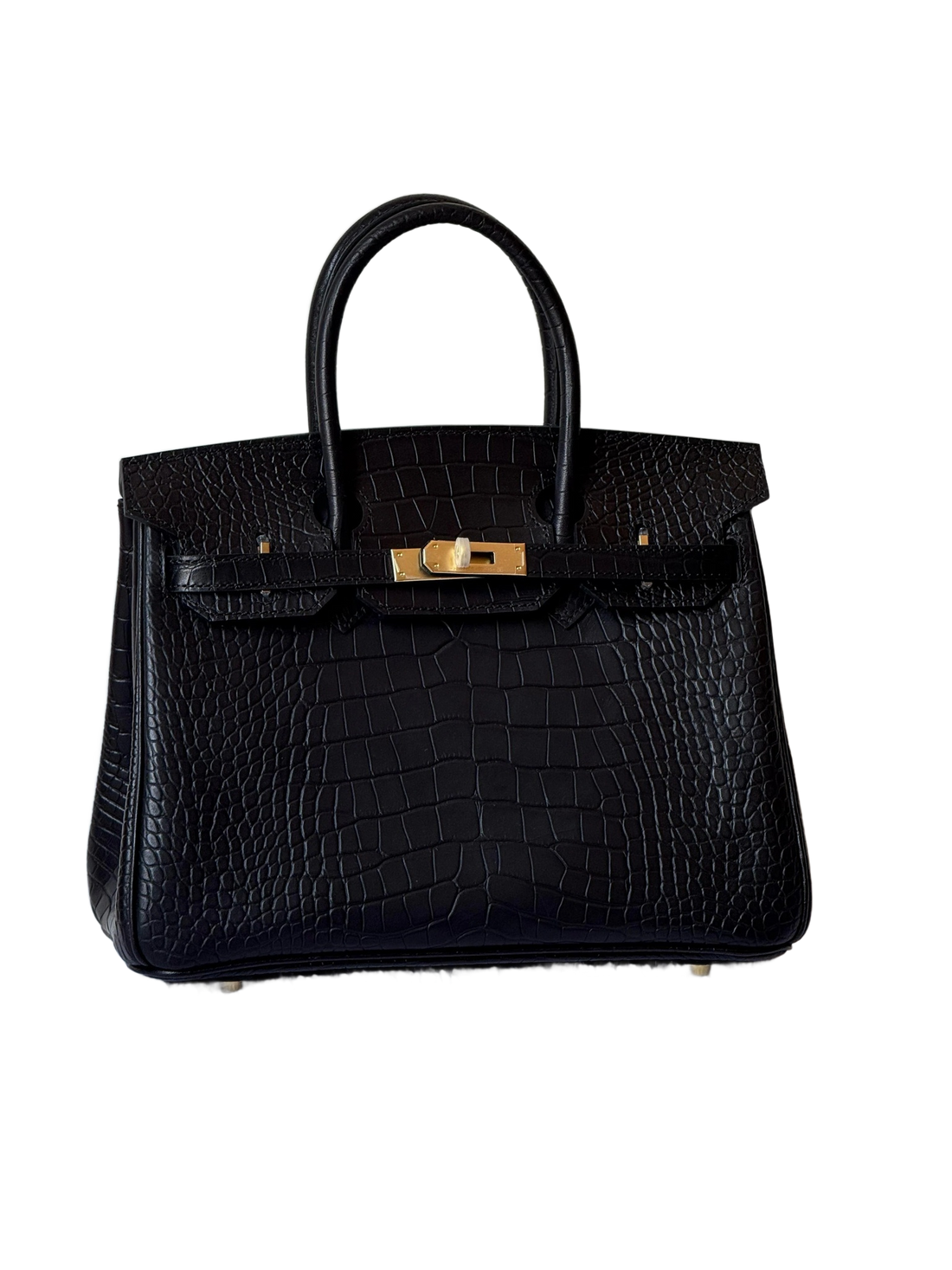 Elegant Crocodile Embossed Designer Style Handbag With Dust Bag