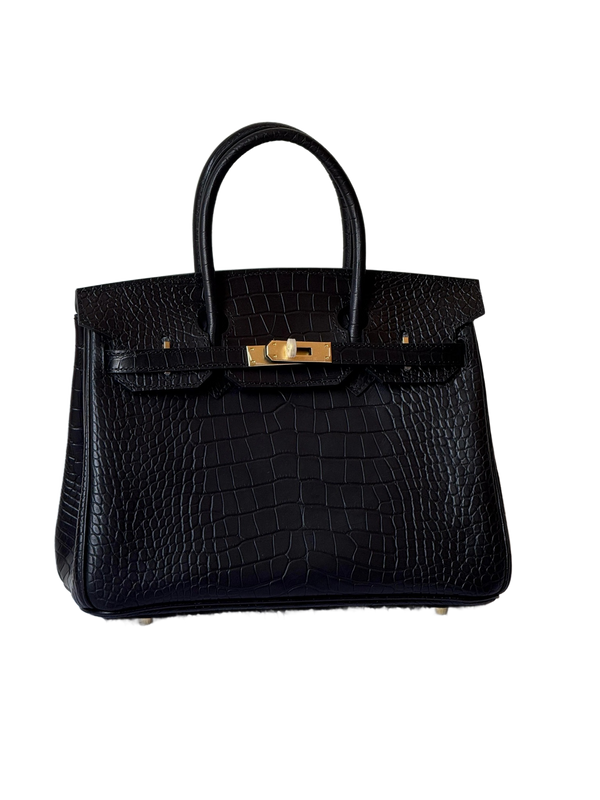 Elegant Crocodile Embossed Designer Style Handbag With Dust Bag