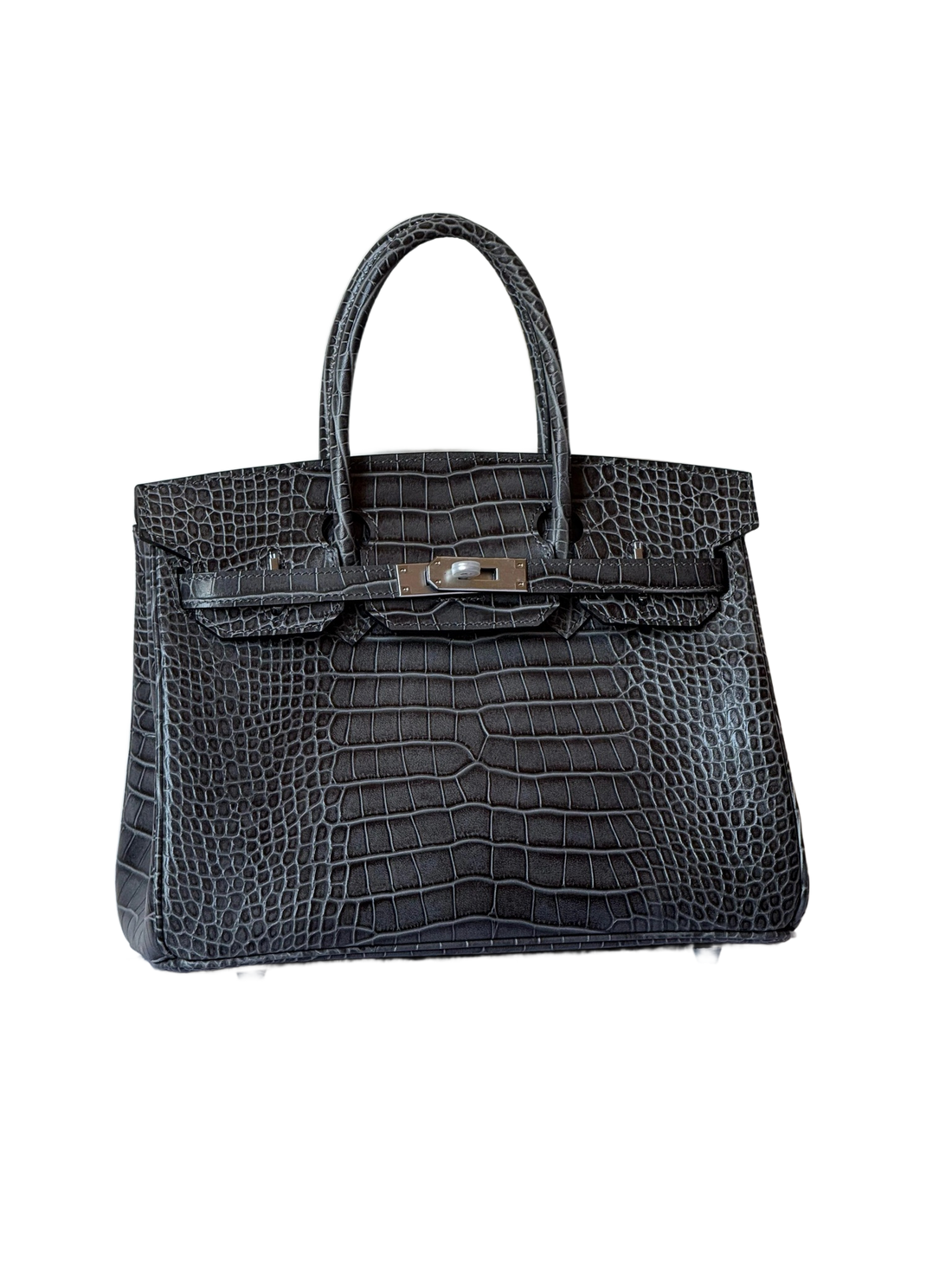 Elegant Crocodile Embossed Designer Style Handbag With Dust Bag