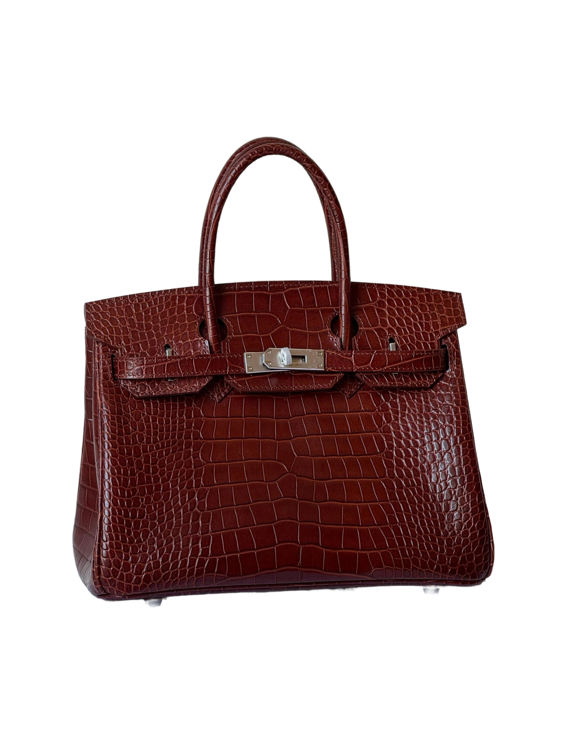 Premium Designer Style Crocodile Embossed Handbag With Matching Dust Bag