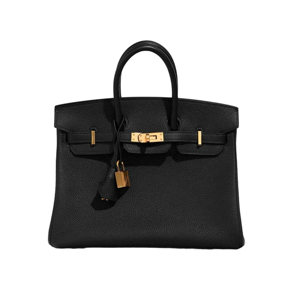 Classic Togo Leather Birkin 25 Handbag in Black Gold Hardware