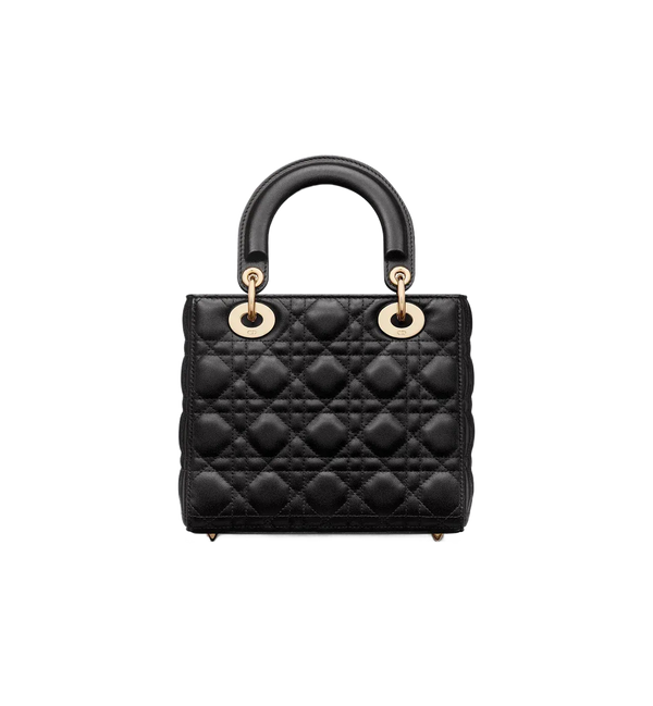 Small Lady Dior Black Cannage Lambskin Designer Style Handbag