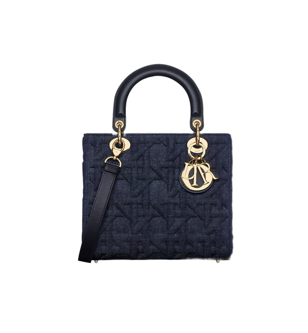 Medium Lady Dior Bag in Blue Graphic Cannage Denim Finish