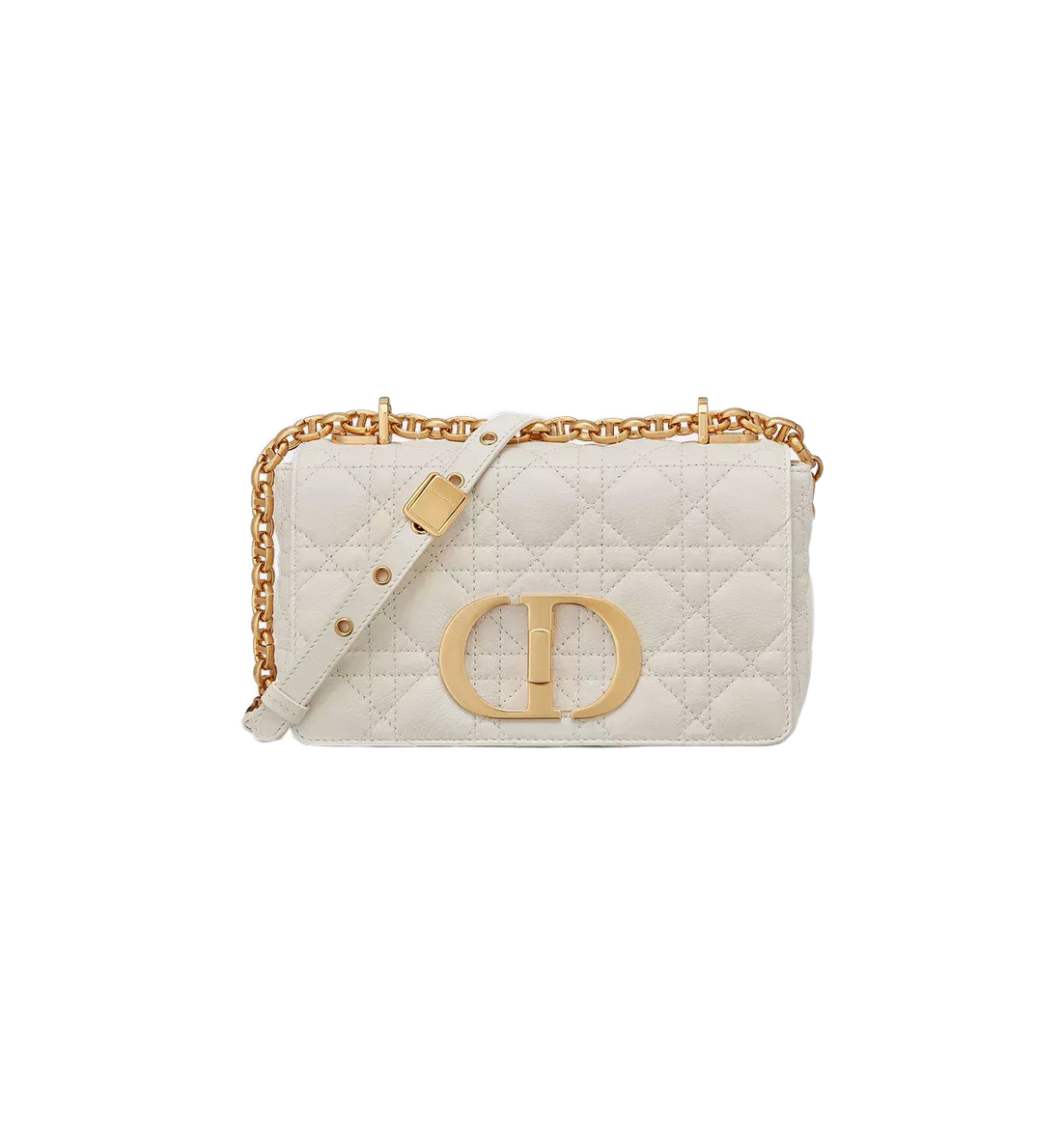 Small Dior Caro Bag in Ivory Supple Cannage Calfskin Leather