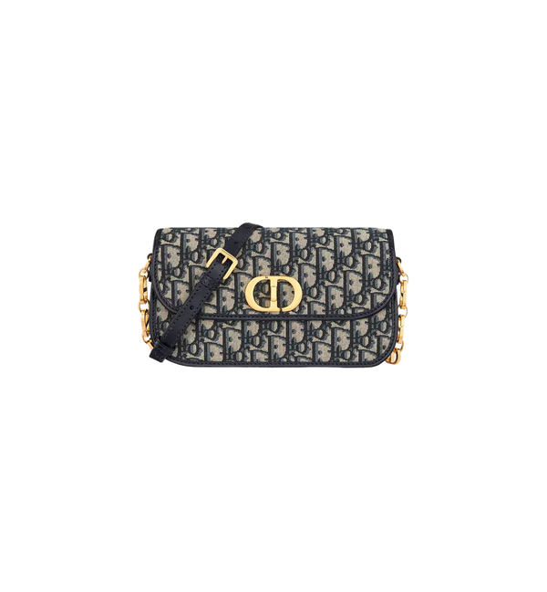 Small Blue Dior Oblique Jacquard 30 Montaigne Avenue Designer Handbag