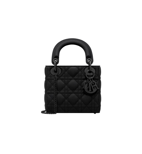Elegant Mini Lady Dior Bag in Black Ultramatte Calfskin Leather