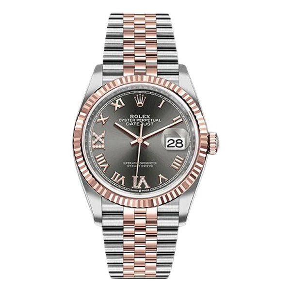 Rolex Datejust 36mm Unisex Watch with Dark Rhodium Roman Dial