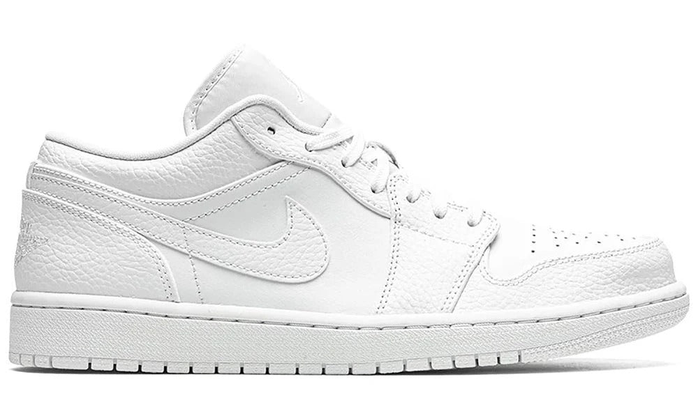 Nike Air Jordan 1 Low Triple White Leather Classic Low Top Sneakers