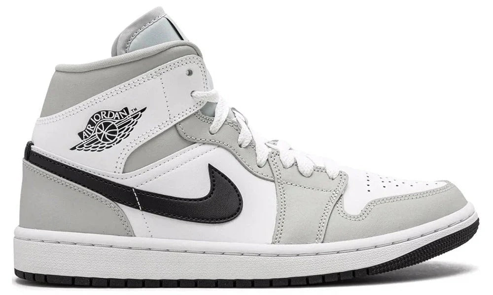 Nike Air Jordan 1 Mid Smoke Grey Leather Basketball Sneakers