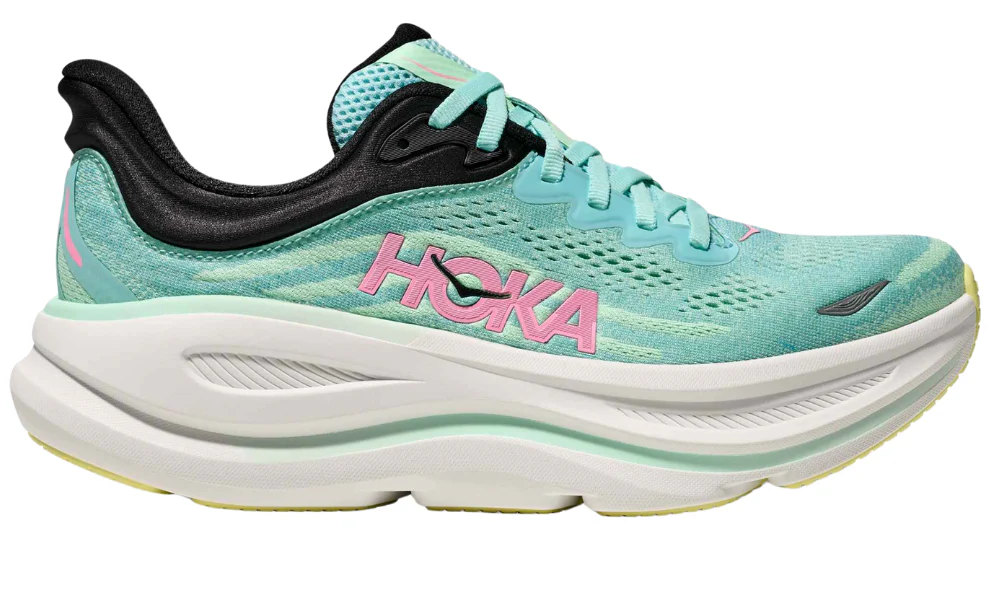 Hoka Bondi 9 Women's Running Shoes Blue Spark Mint Fluorite
