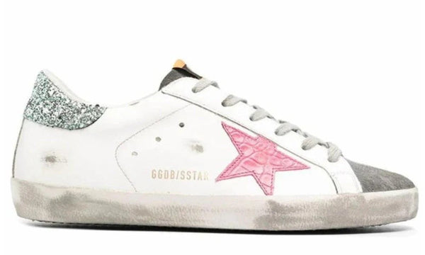 Golden Goose Women's Superstar Leather Sneakers White Light Gray Pink