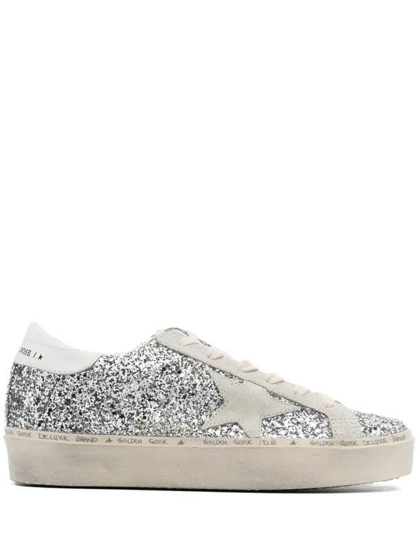 Golden Goose Hi-Star Glitter Sneakers Iconic Italian Fashion Platform Shoes