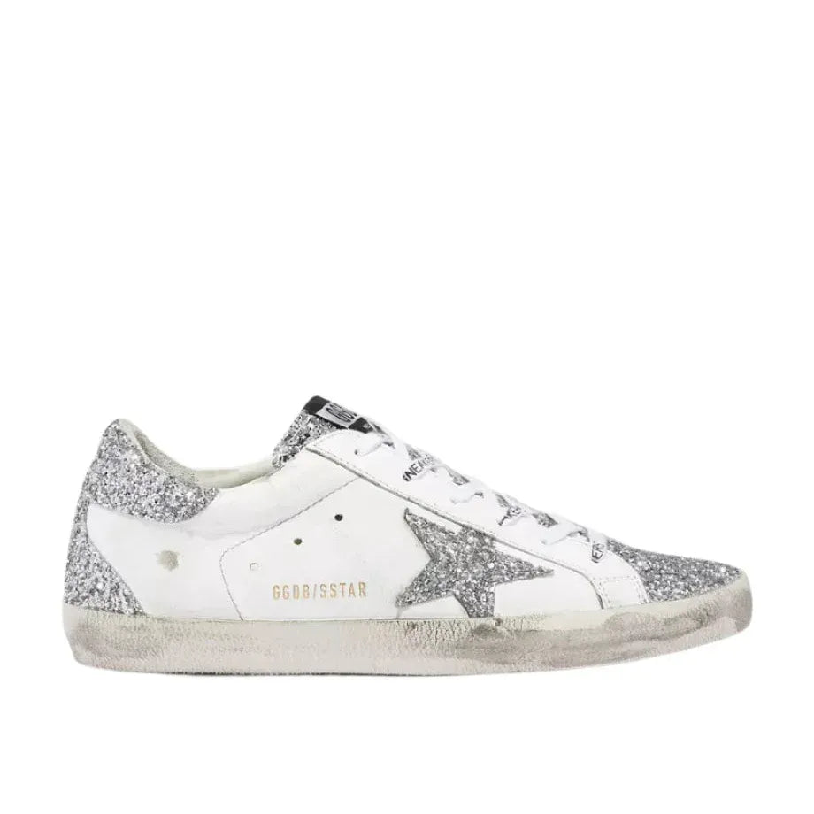 Golden Goose Super-Star Leather Sneakers Silver Distressed Finish Women's
