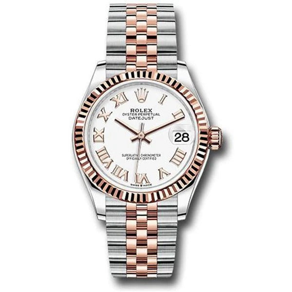 Rolex Datejust 31mm White Roman Dial Everose Gold Ladies Watch