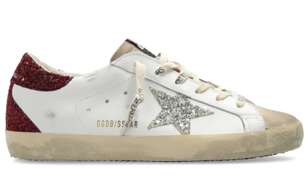 Golden Goose Deluxe Brand Super Star Leather Sneakers White Burgundy