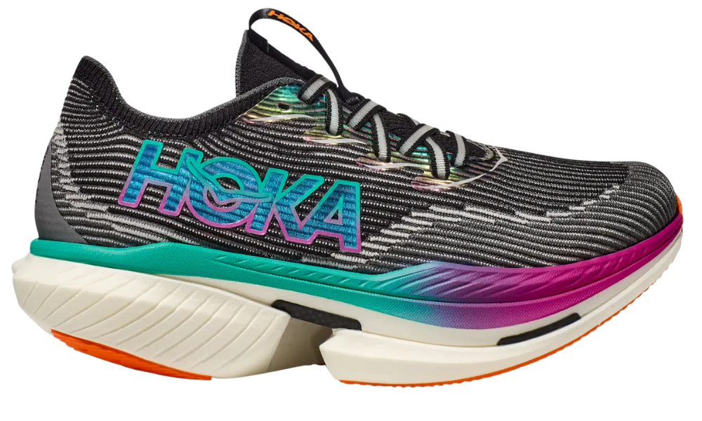 Hoka Cielo X1 Road Racing Shoes in Black Electric Aqua