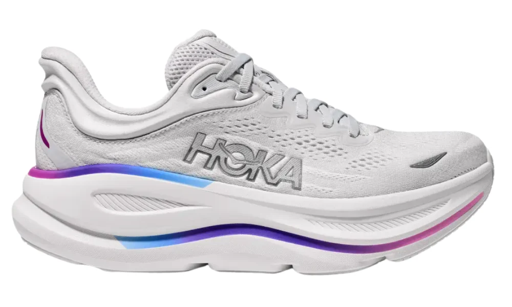 Hoka Bondi 9 Running Shoes in Cosmic Grey and White