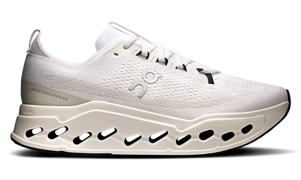 On Cloudsurfer Max White Running Shoes with Double CloudTec Phase