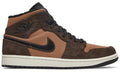 Air Jordan 1 Mid SE Dark Chocolate Leather Athletic Sneakers