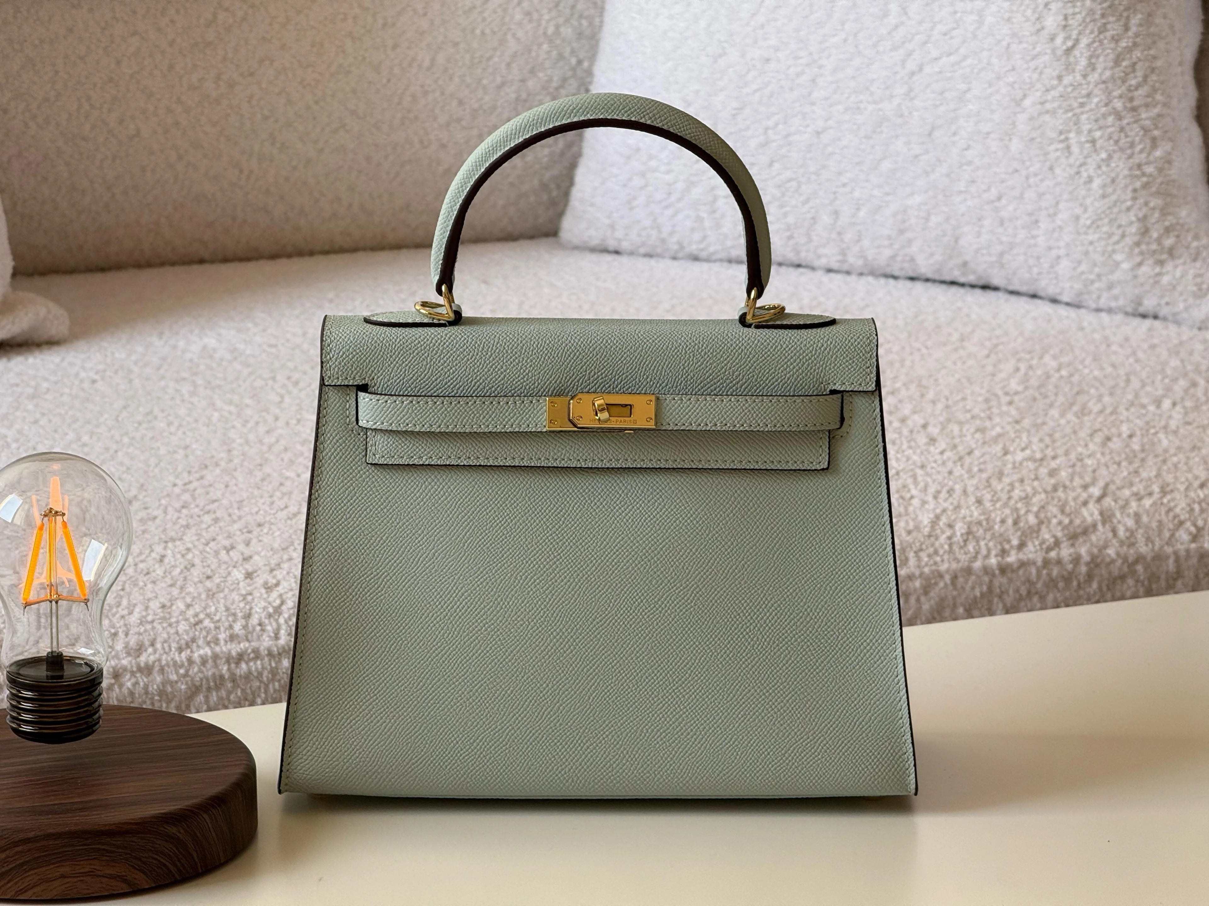 Elegant Hermes Kelly Style Designer Handbag With Dust Bag