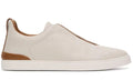ZEGNA Off-White Deerskin Triple Stitch Sneakers