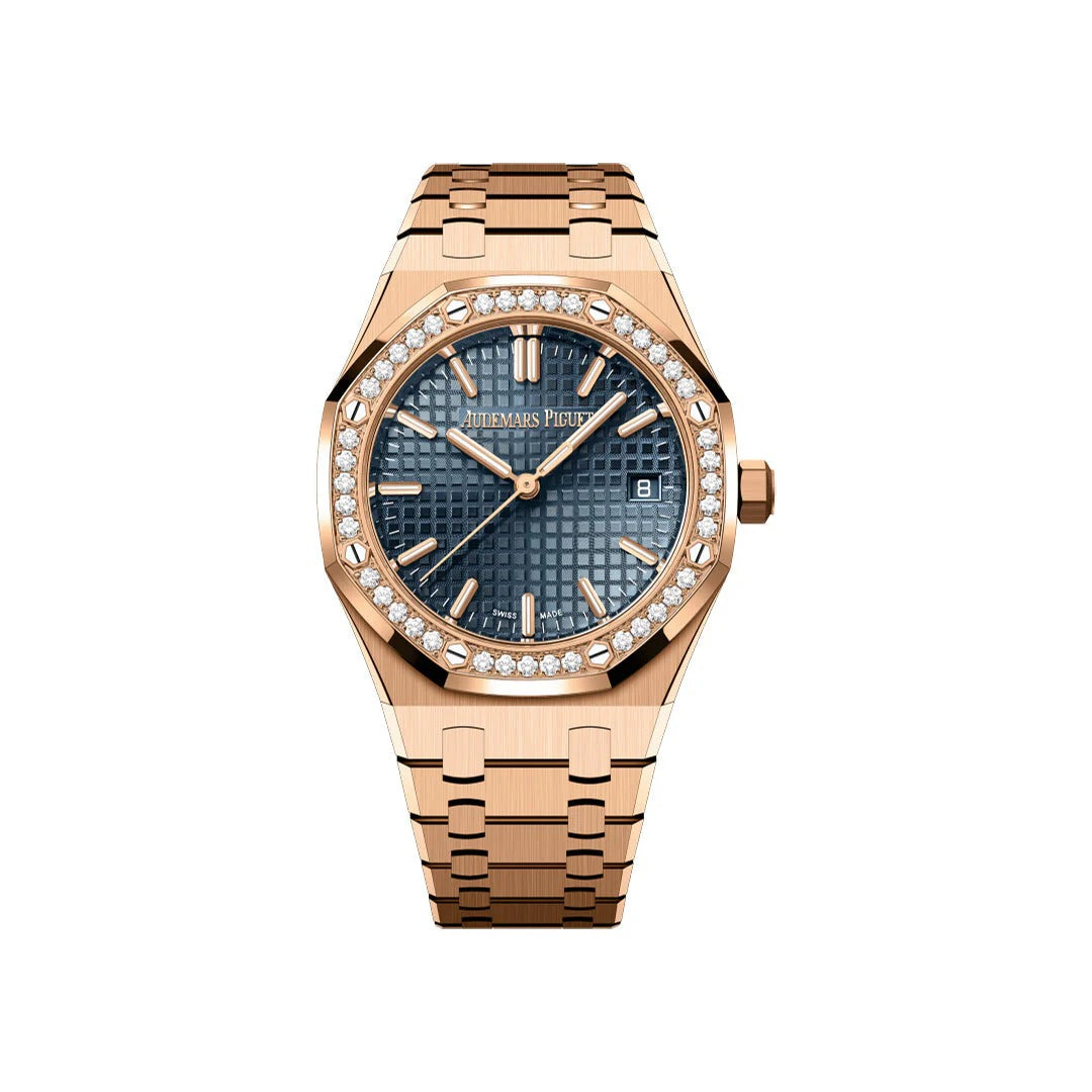 Audemars Piguet Royal Oak Rose Gold Watch with Diamond Bezel