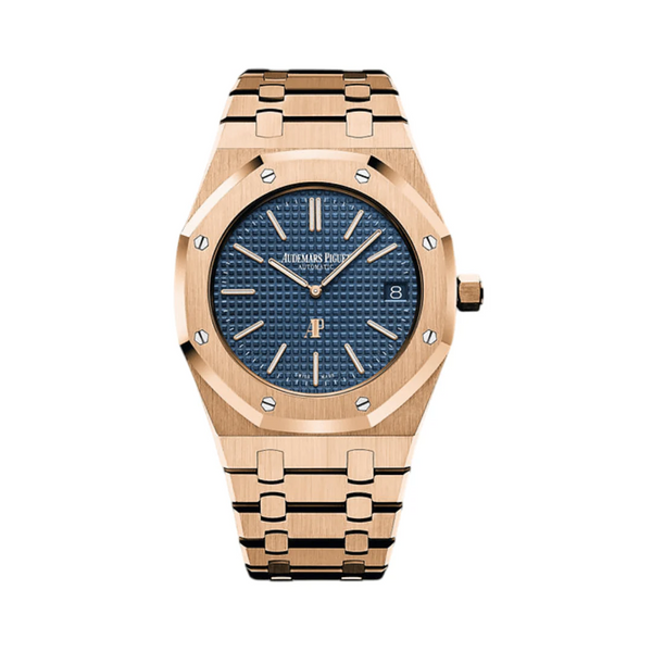 Audemars Piguet Royal Oak Rose Gold Blue Dial Men's Watch