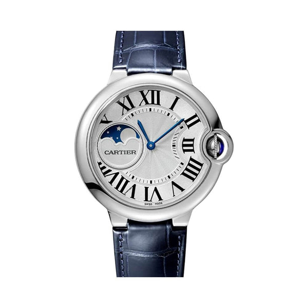 Cartier Ballon Bleu Moonphase Blue Dial Luxury Stainless Steel Watch
