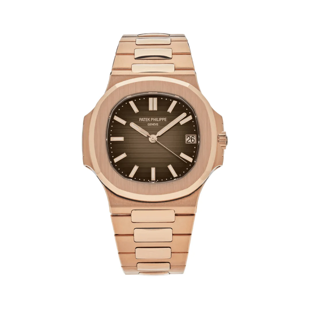 Patek Philippe Nautilus Rose Gold Watch Brown Dial Men's Luxury
