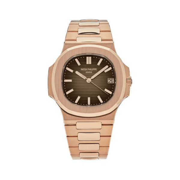 Patek Philippe Nautilus Rose Gold Watch Brown Dial Men's Luxury