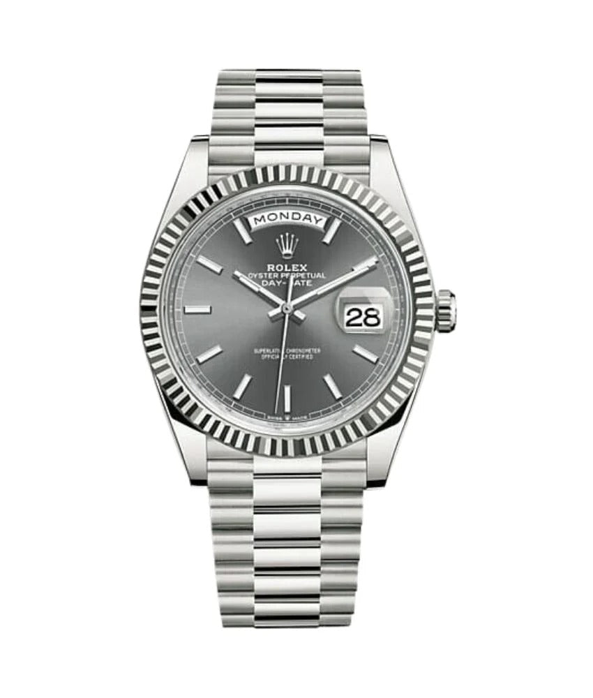 Rolex Day-Date 40mm Automatic Men's Luxury Watch Silver Tone