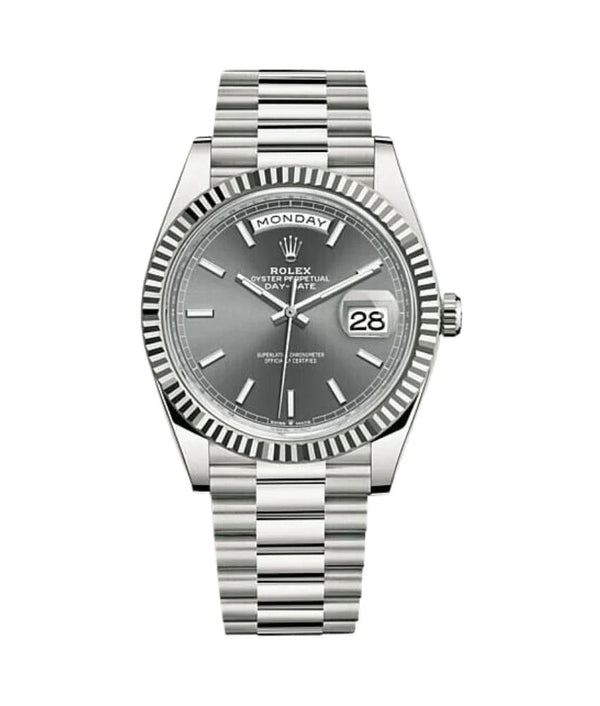 Rolex Day-Date 40mm Automatic Men's Luxury Watch Silver Tone