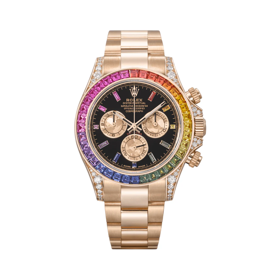 Rolex Daytona Rainbow Black Dial Luxury Automatic Wristwatch