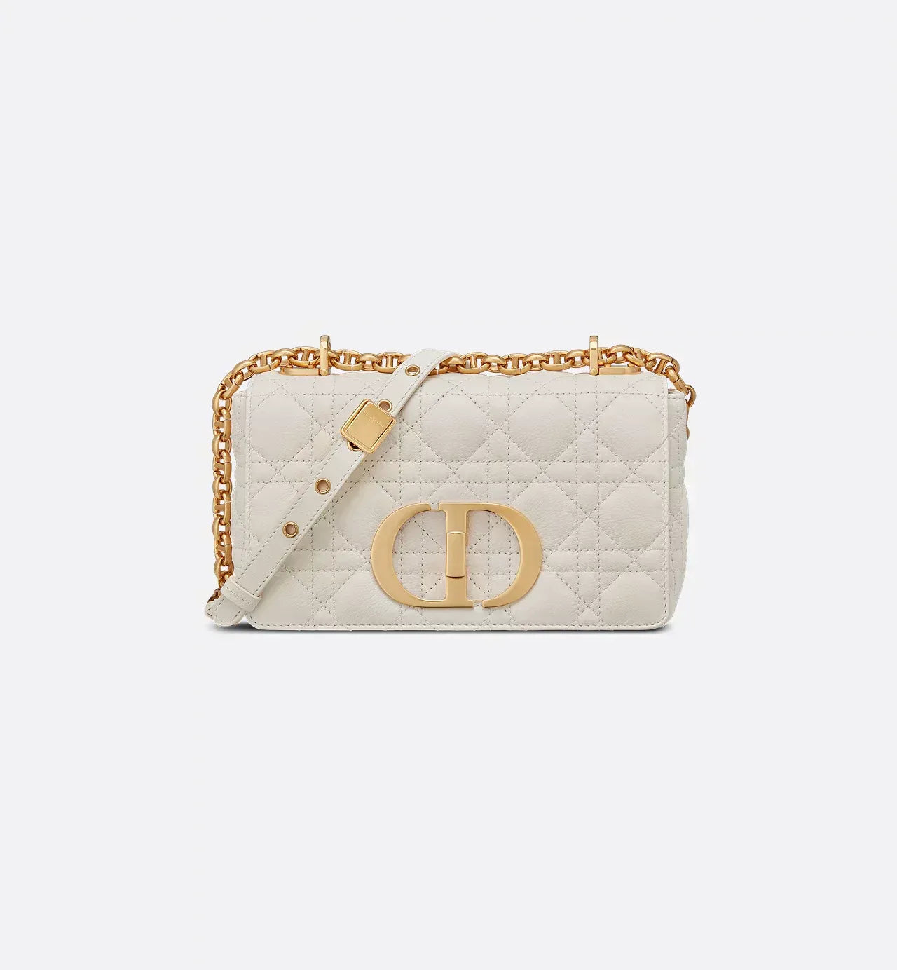 Small Dior Caro Bag in Ivory Supple Cannage Calfskin Leather