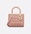Medium Lady Dior Designer Handbag in Blush Cannage Lambskin Finish
