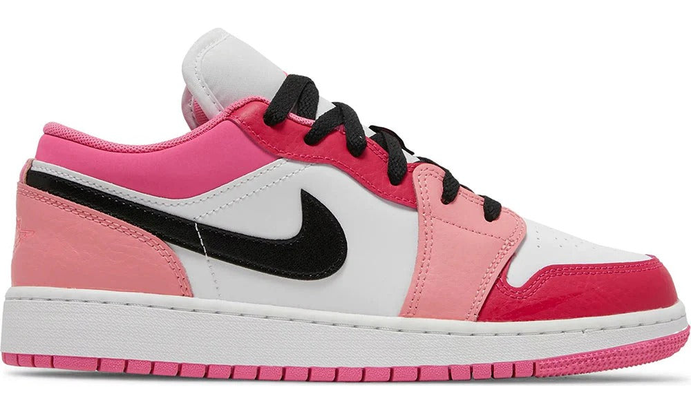 Air Jordan 1 Low GS White Pinksicle Youth Leather Sneakers