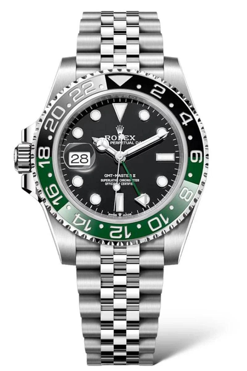 Rolex GMT-Master II Stainless Steel Green Black Cerachrom Bezel Watch
