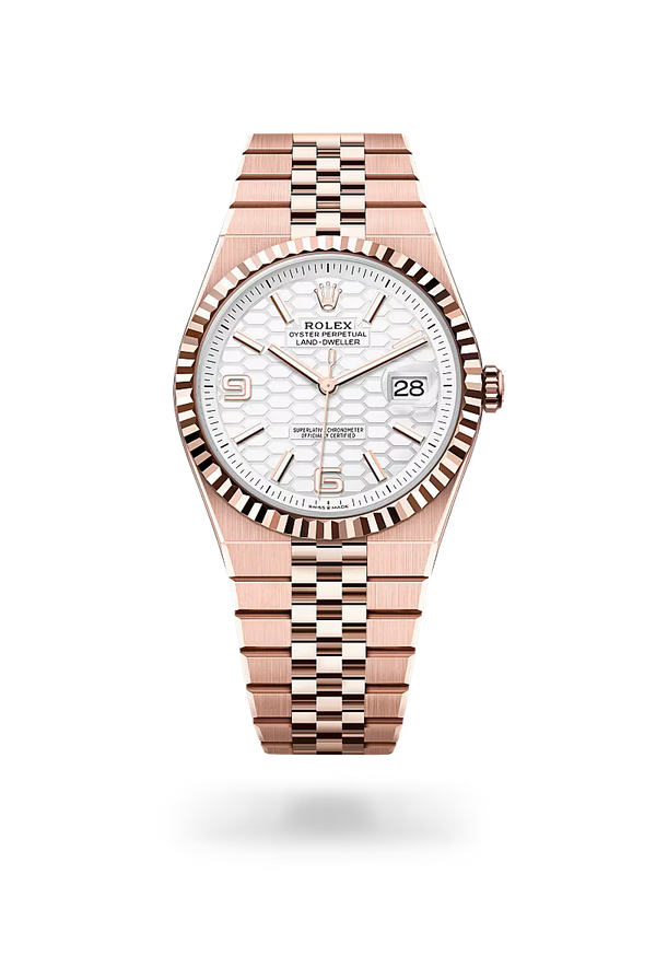 Rolex Land-Dweller Everose Gold Tone Watch with Secure Wrist Fit