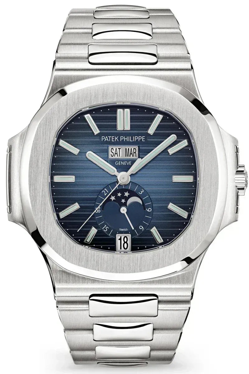 Patek Philippe Nautilus Annual Calendar Stainless Steel Watch Blue Dial