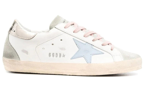 Golden Goose Women's Superstar Sneakers White Silver Ice Blue Leather