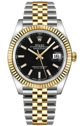Rolex Datejust 41mm Men's Black Dial Gold and Steel Watch