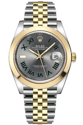 Rolex Datejust 41 Wimbledon Dial Slate Roman Jubilee Steel Watch