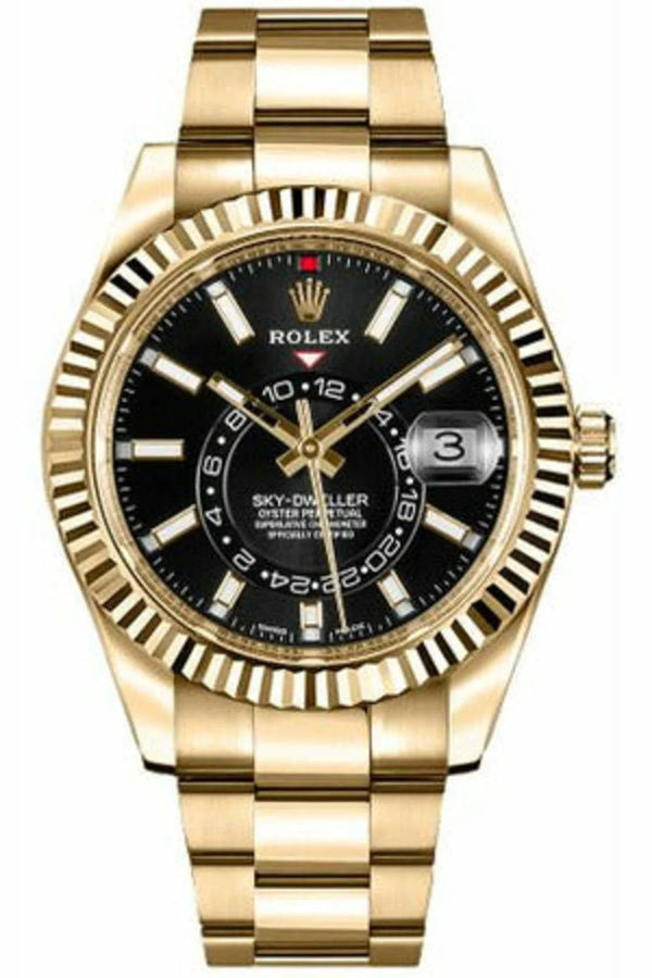 Rolex Sky-Dweller Yellow Gold Tone Luxury Mens Wrist Watch