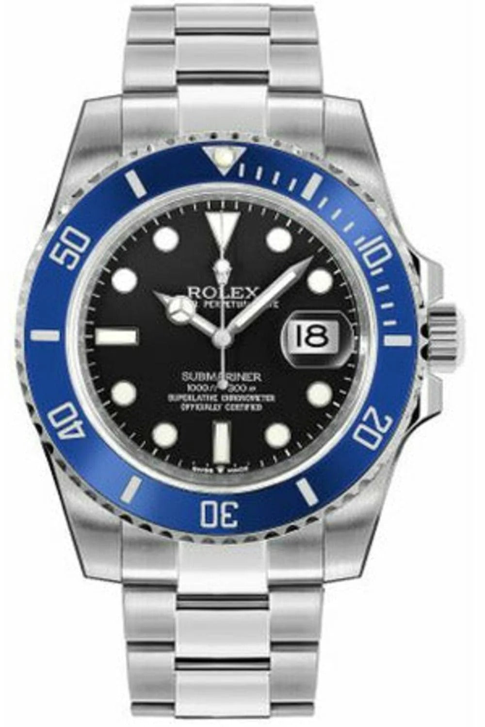 Rolex Submariner Style Automatic Watch With Blue Ceramic Bezel Gold