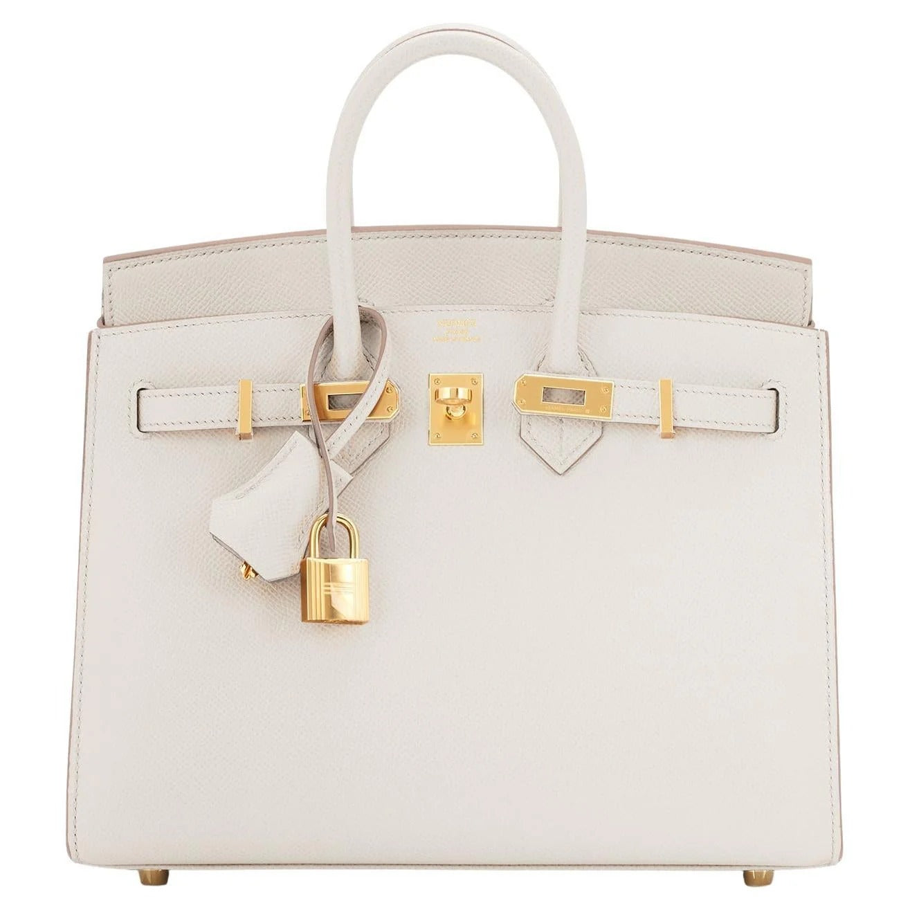 Elegant White Birkin Style 25cm Handbag With Dust Bag